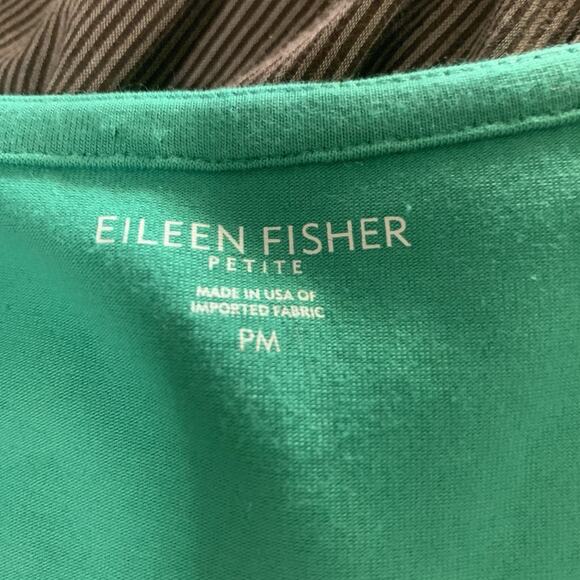 Eileen Fisher Organic Cotton Surplice Sleeveless Dress Petite PM Green A-Line - Picture 4 of 7